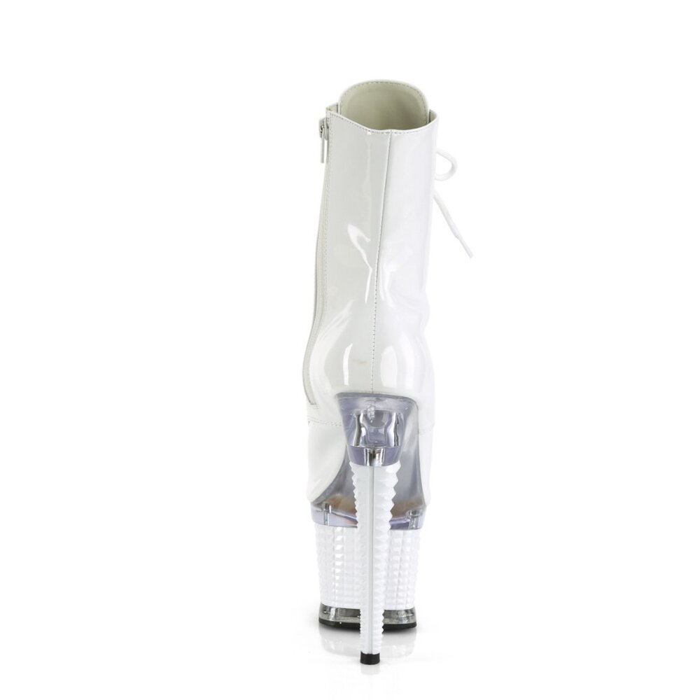 Pleaser Spectator-1021 White Patent 3 Inch Platform 7 Inch Heel Ankle Boot - Picture 4 of 5